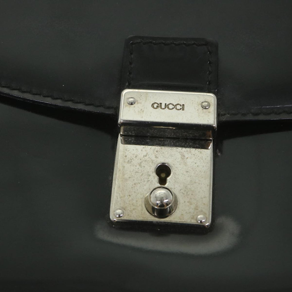 GUCCI Clutch Bag Enamel Black 018 122 1940 ti1276
