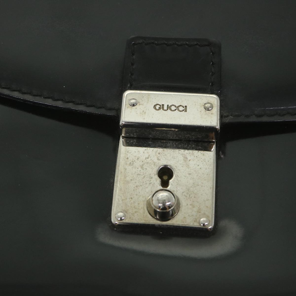 GUCCI Clutch Bag Enamel Black 018 122 1940 ti1276