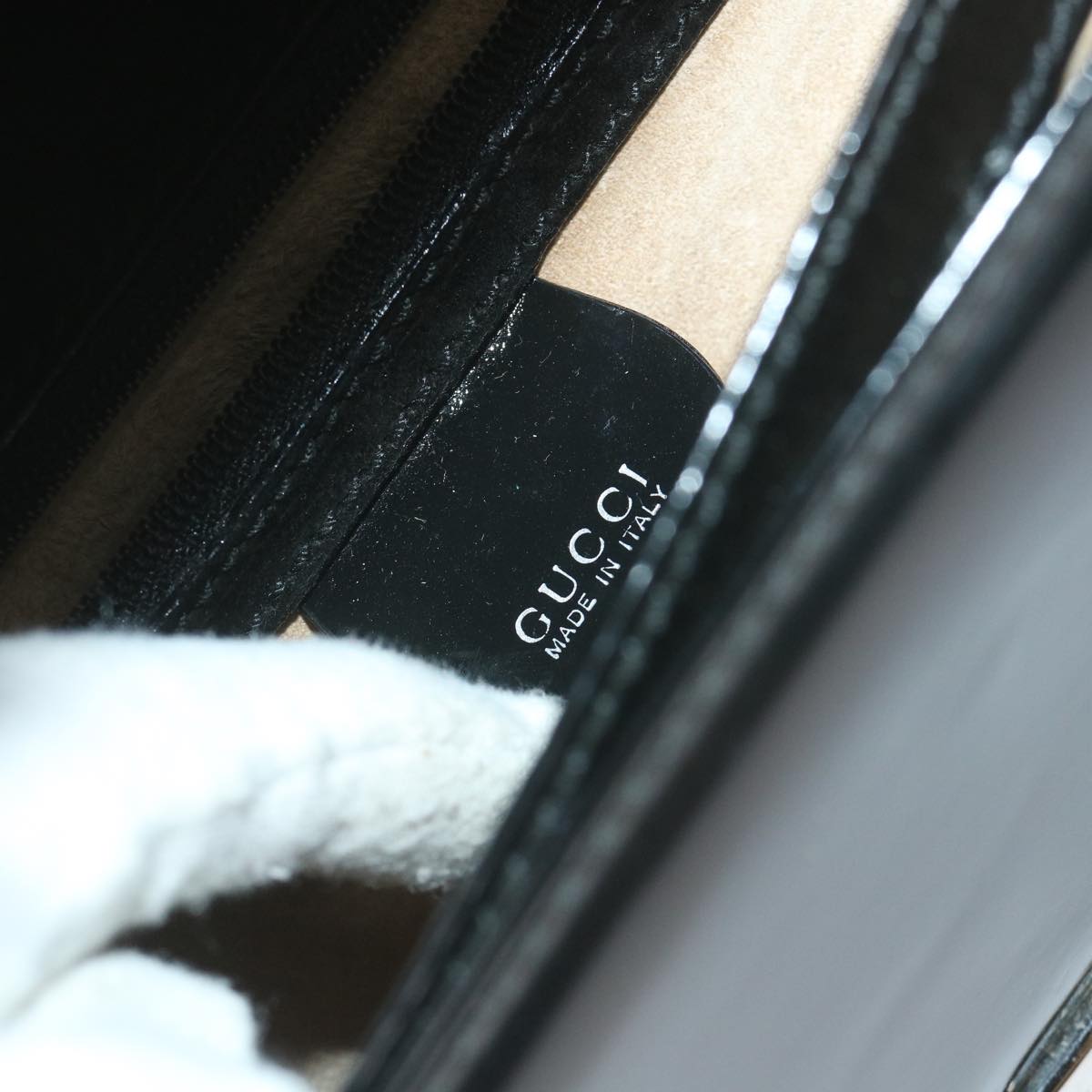 GUCCI Clutch Bag Enamel Black 018 122 1940 ti1276