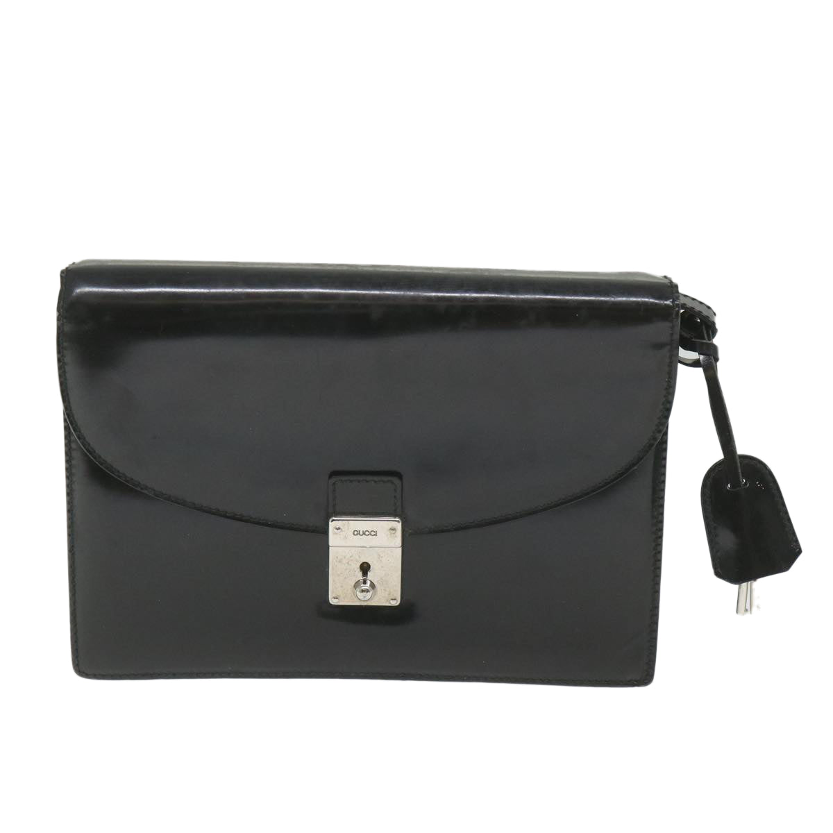 GUCCI Clutch Bag Enamel Black 018 122 1940 ti1276