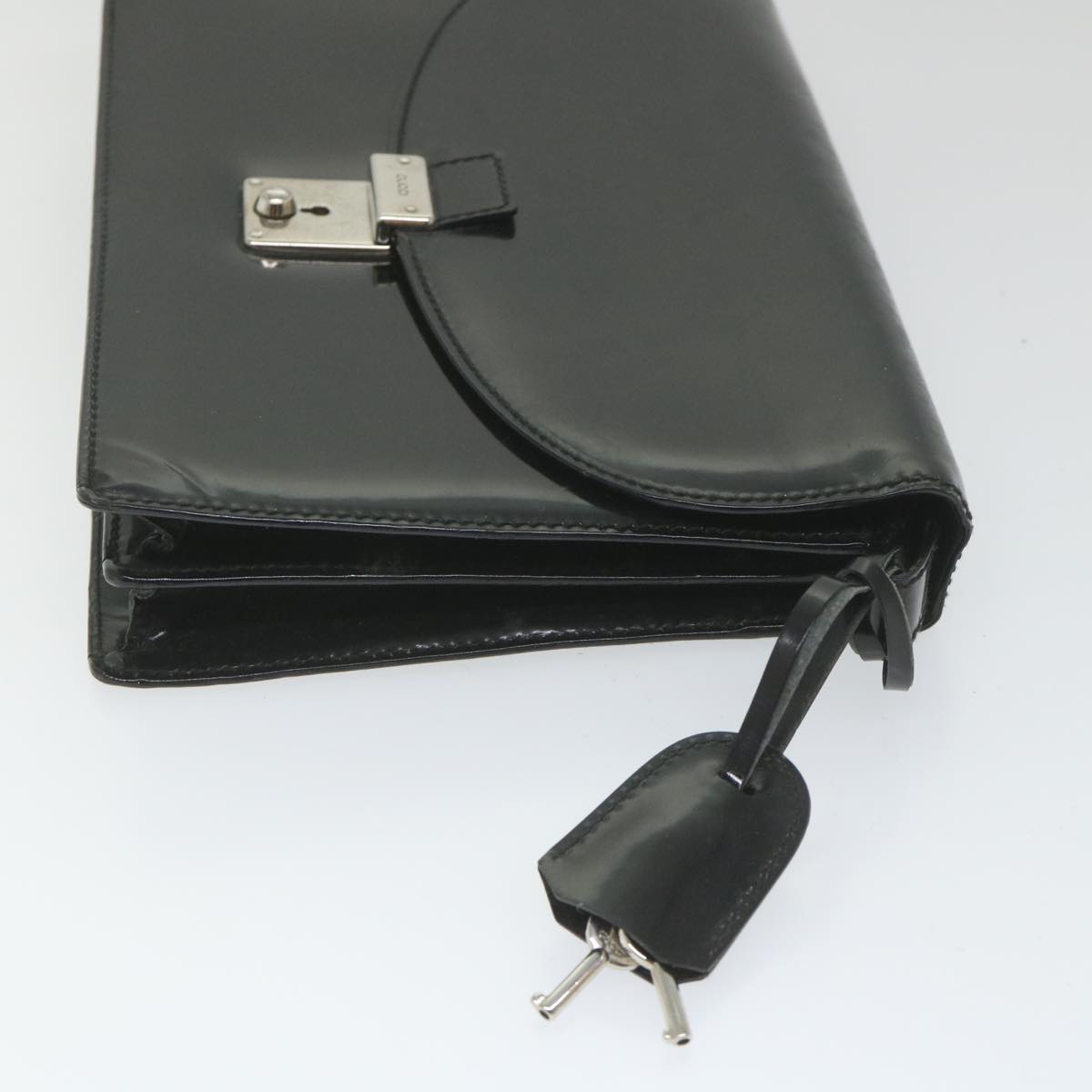 GUCCI Clutch Bag Enamel Black 018 122 1940 ti1276