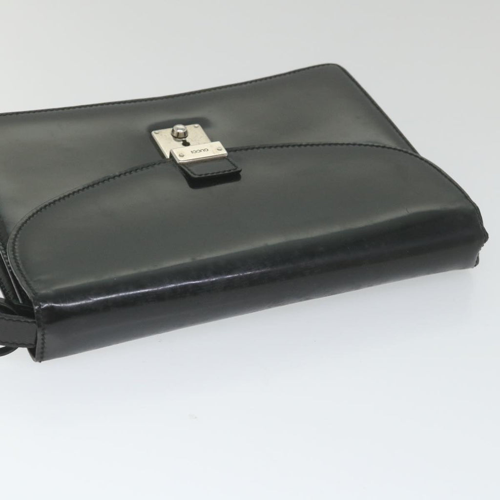 GUCCI Clutch Bag Enamel Black 018 122 1940 ti1276