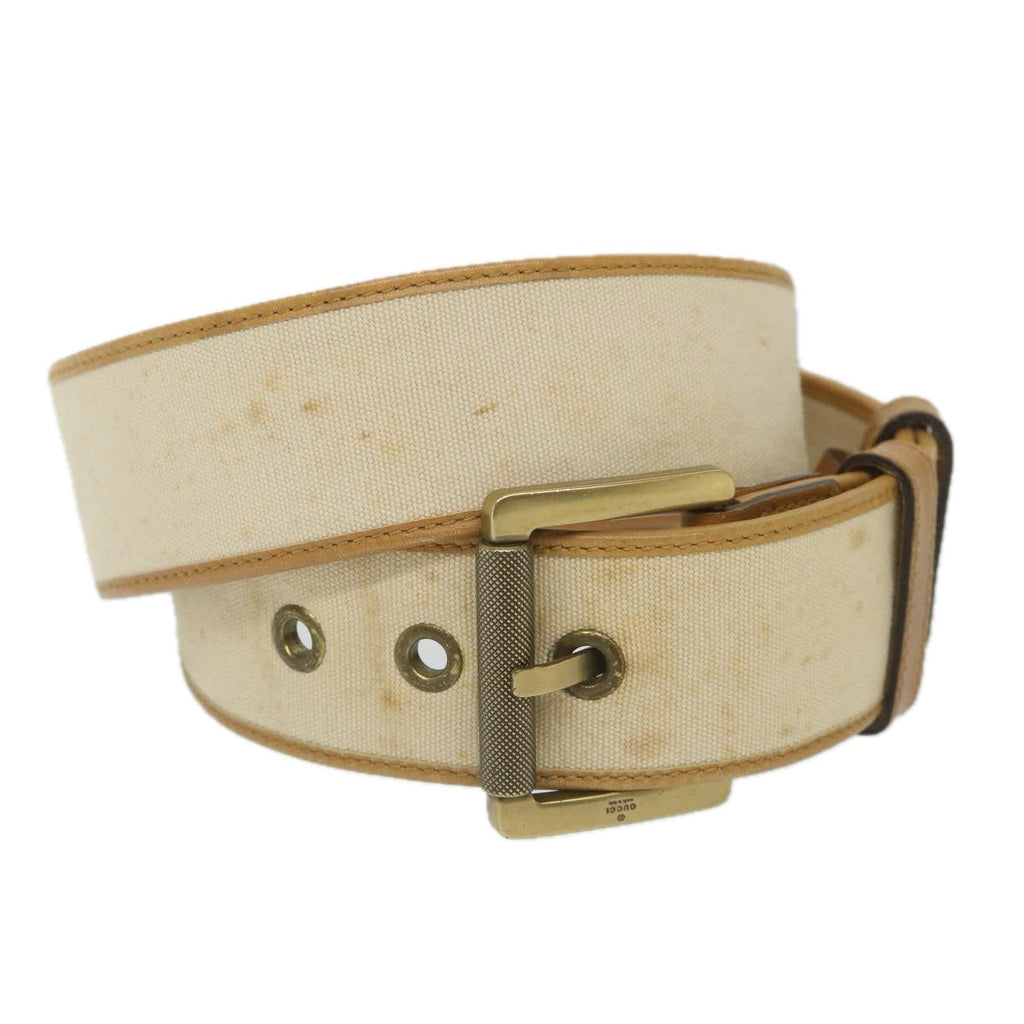 GUCCI Belt Canvas 30.3""-32.3"" Beige Brown 109327 ti1278