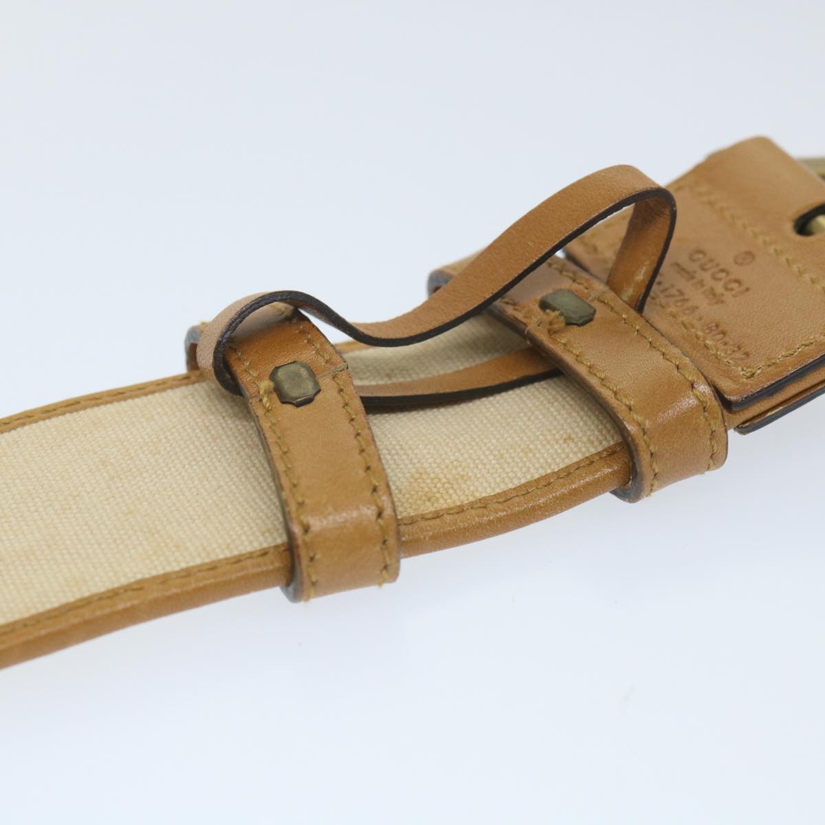 GUCCI Belt Canvas 30.3""-32.3"" Beige Brown 109327 ti1278