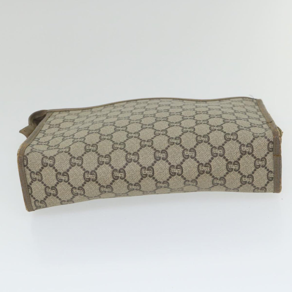 GUCCI GG PLUS Canvas Clutch Bag PVC Leather 2Set Beige ti1279