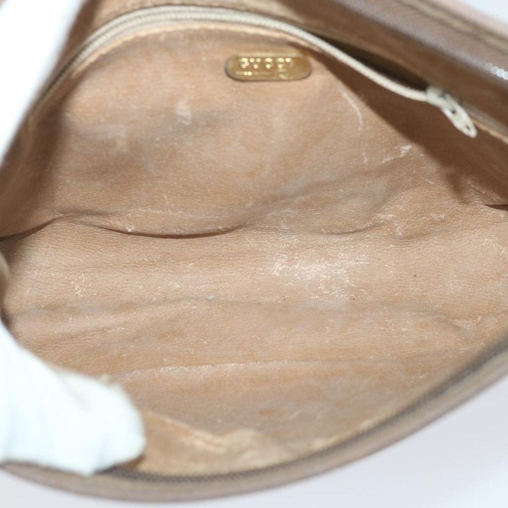 GUCCI GG PLUS Canvas Clutch Bag PVC Leather 2Set Beige ti1279