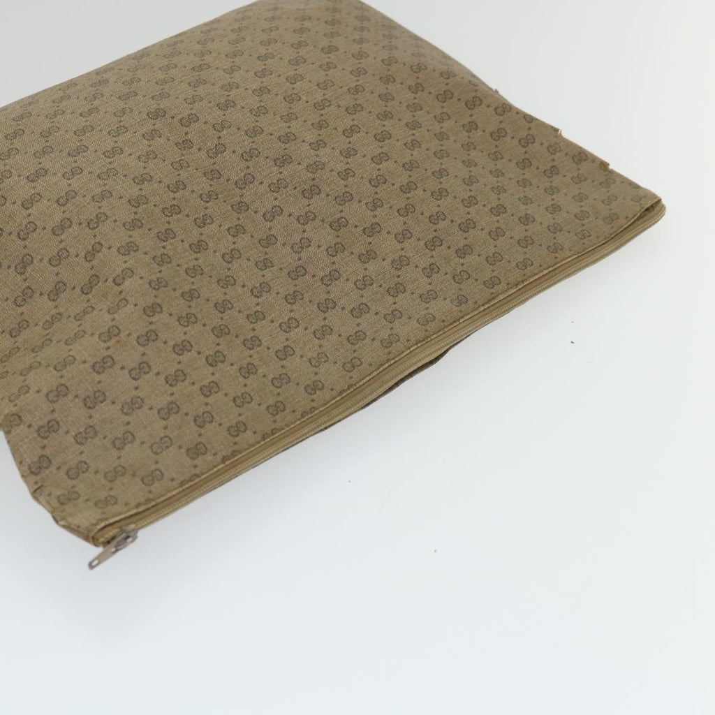 GUCCI GG PLUS Canvas Clutch Bag PVC Leather 2Set Beige ti1279
