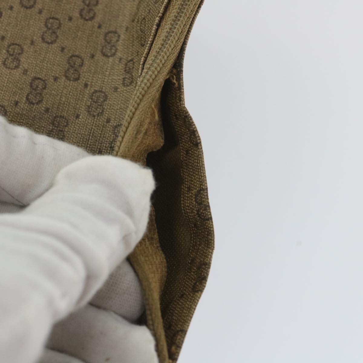 GUCCI GG PLUS Canvas Clutch Bag PVC Leather 2Set Beige ti1279
