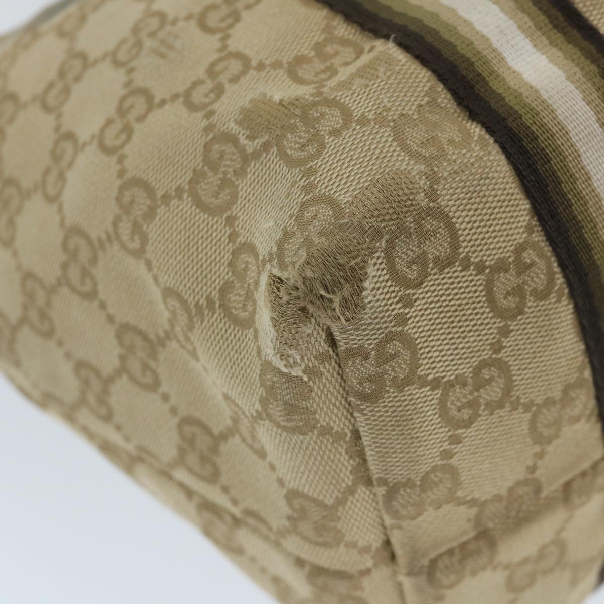 GUCCI GG Canvas Sherry Line Tote Bag Beige Gold 187896 ti1281