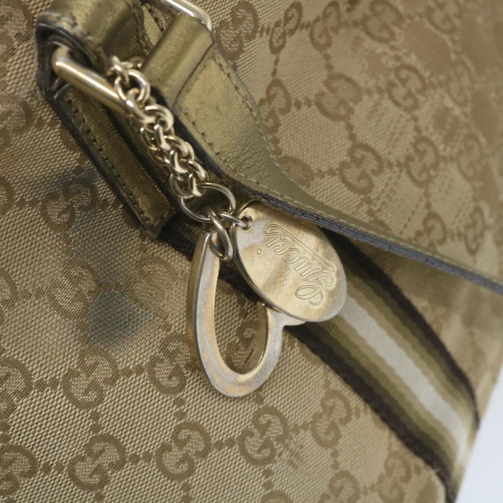 GUCCI GG Canvas Sherry Line Tote Bag Beige Gold 187896 ti1281