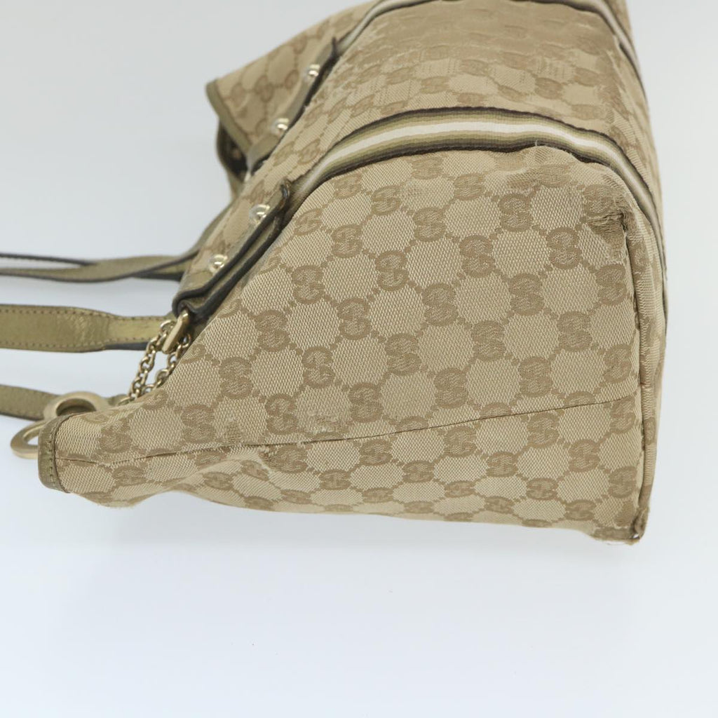 GUCCI GG Canvas Sherry Line Tote Bag Beige Gold 187896 ti1281