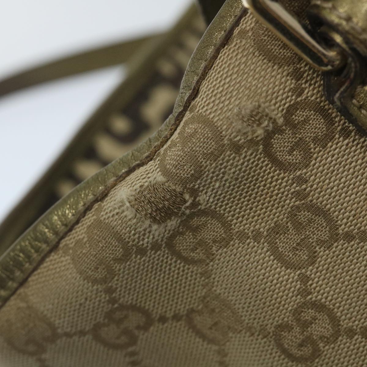 GUCCI GG Canvas Sherry Line Tote Bag Beige Gold 187896 ti1281