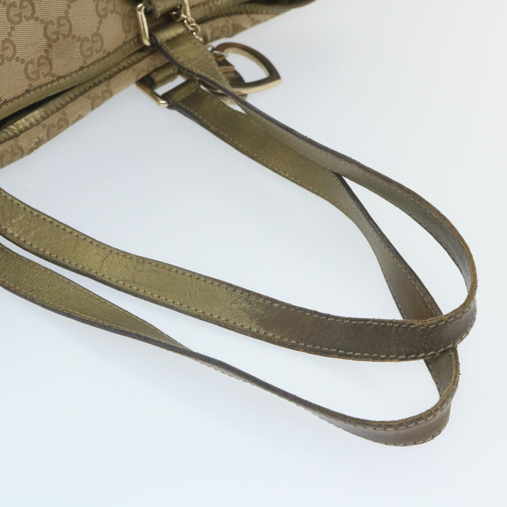 GUCCI GG Canvas Sherry Line Tote Bag Beige Gold 187896 ti1281