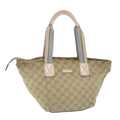 GUCCI GG Canvas Sherry Line Tote Bag Beige Pink blue 131228 ti1284