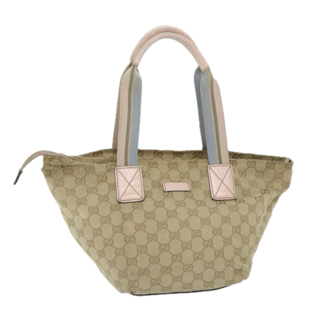GUCCI GG Canvas Sherry Line Tote Bag Beige Pink blue 131228 ti1284