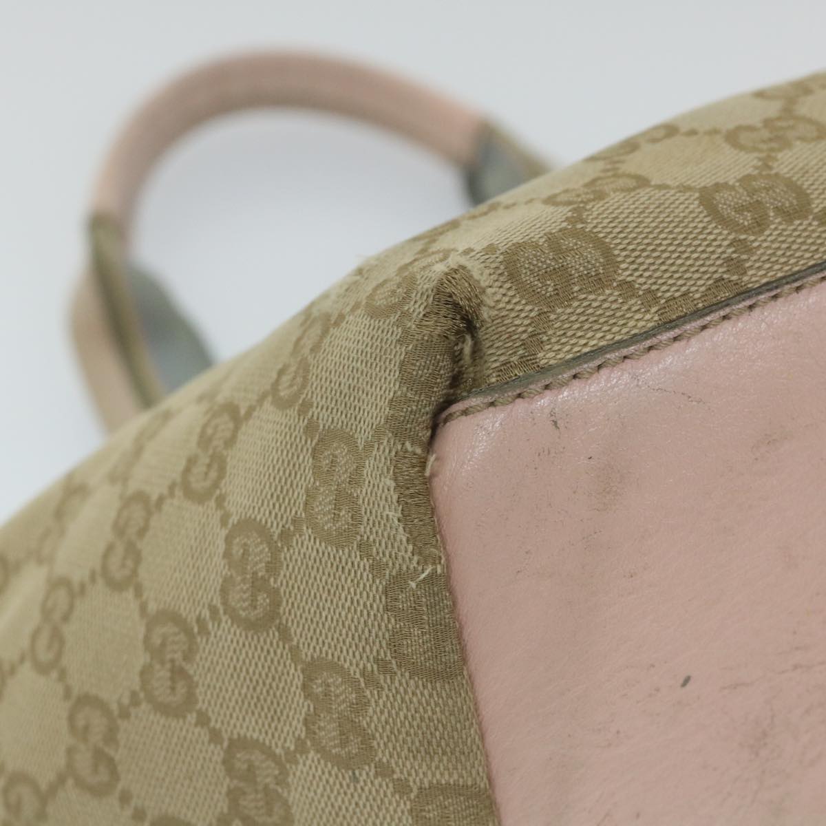 GUCCI GG Canvas Sherry Line Tote Bag Beige Pink blue 131228 ti1284