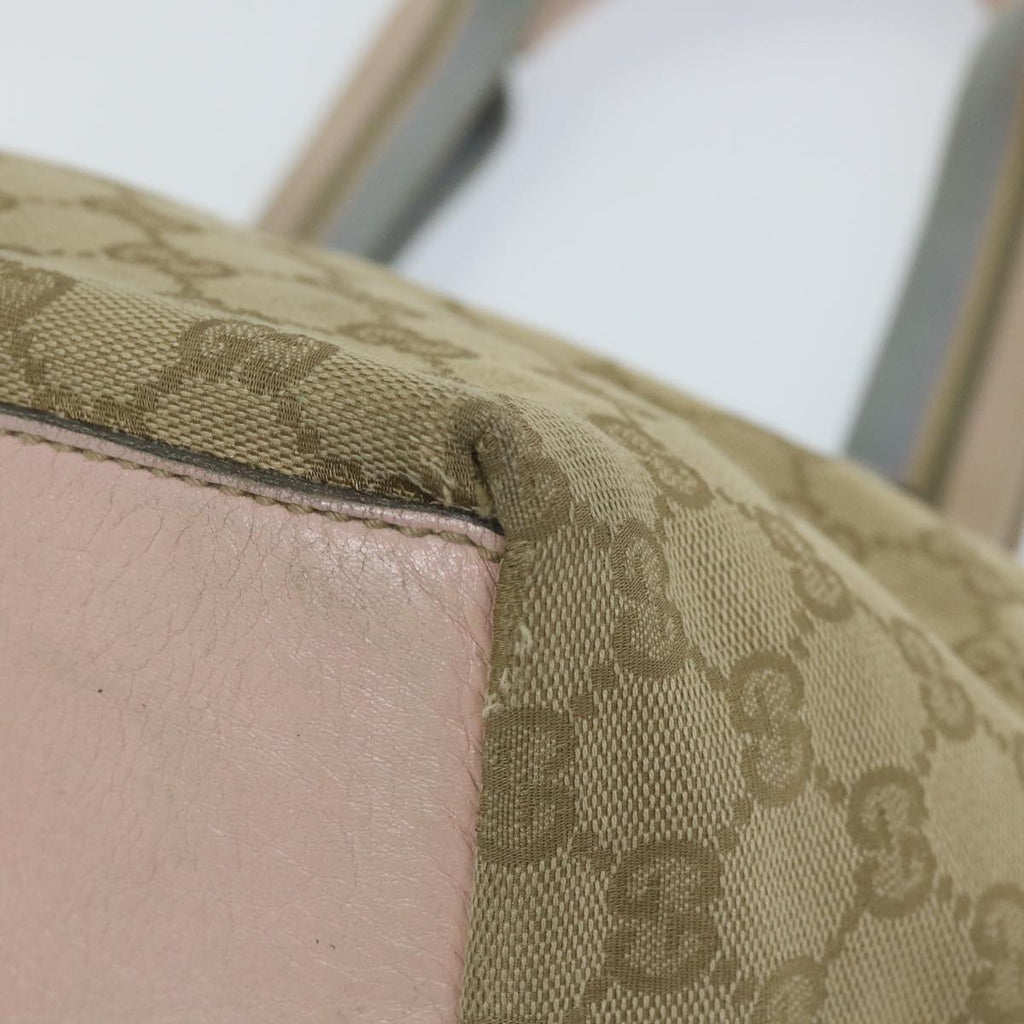 GUCCI GG Canvas Sherry Line Tote Bag Beige Pink blue 131228 ti1284