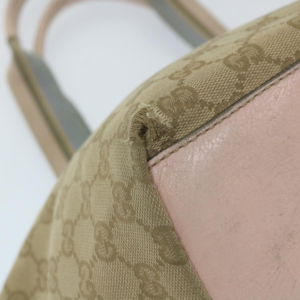 GUCCI GG Canvas Sherry Line Tote Bag Beige Pink blue 131228 ti1284