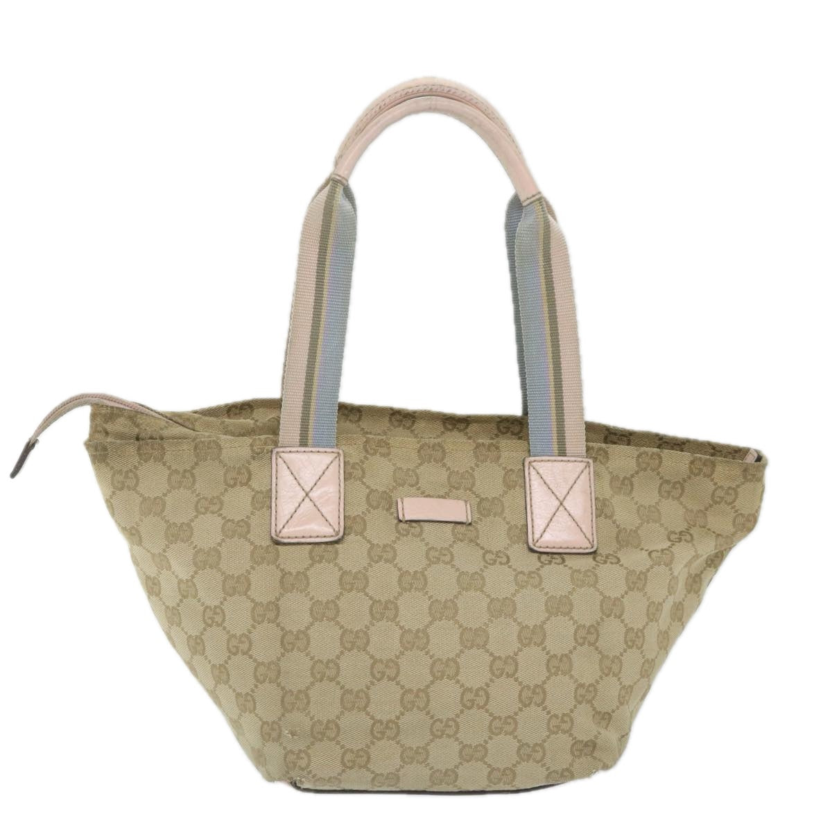 GUCCI GG Canvas Sherry Line Tote Bag Beige Pink blue 131228 ti1284