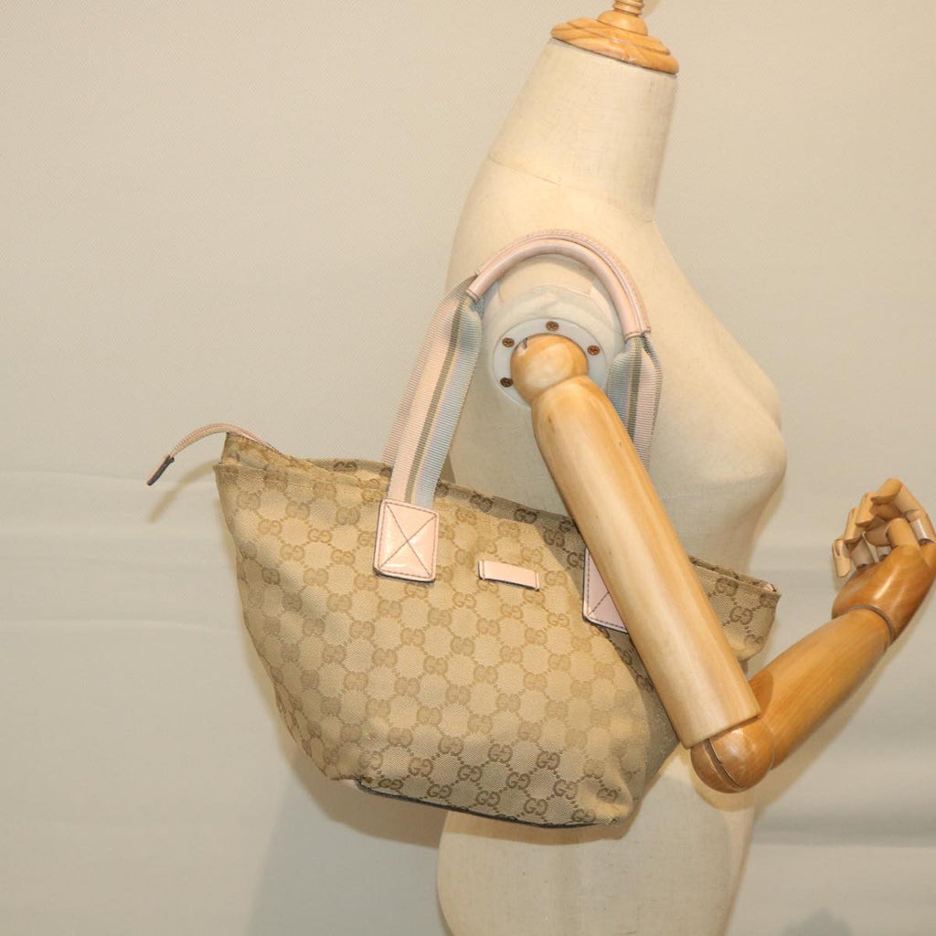 GUCCI GG Canvas Sherry Line Tote Bag Beige Pink blue 131228 ti1284
