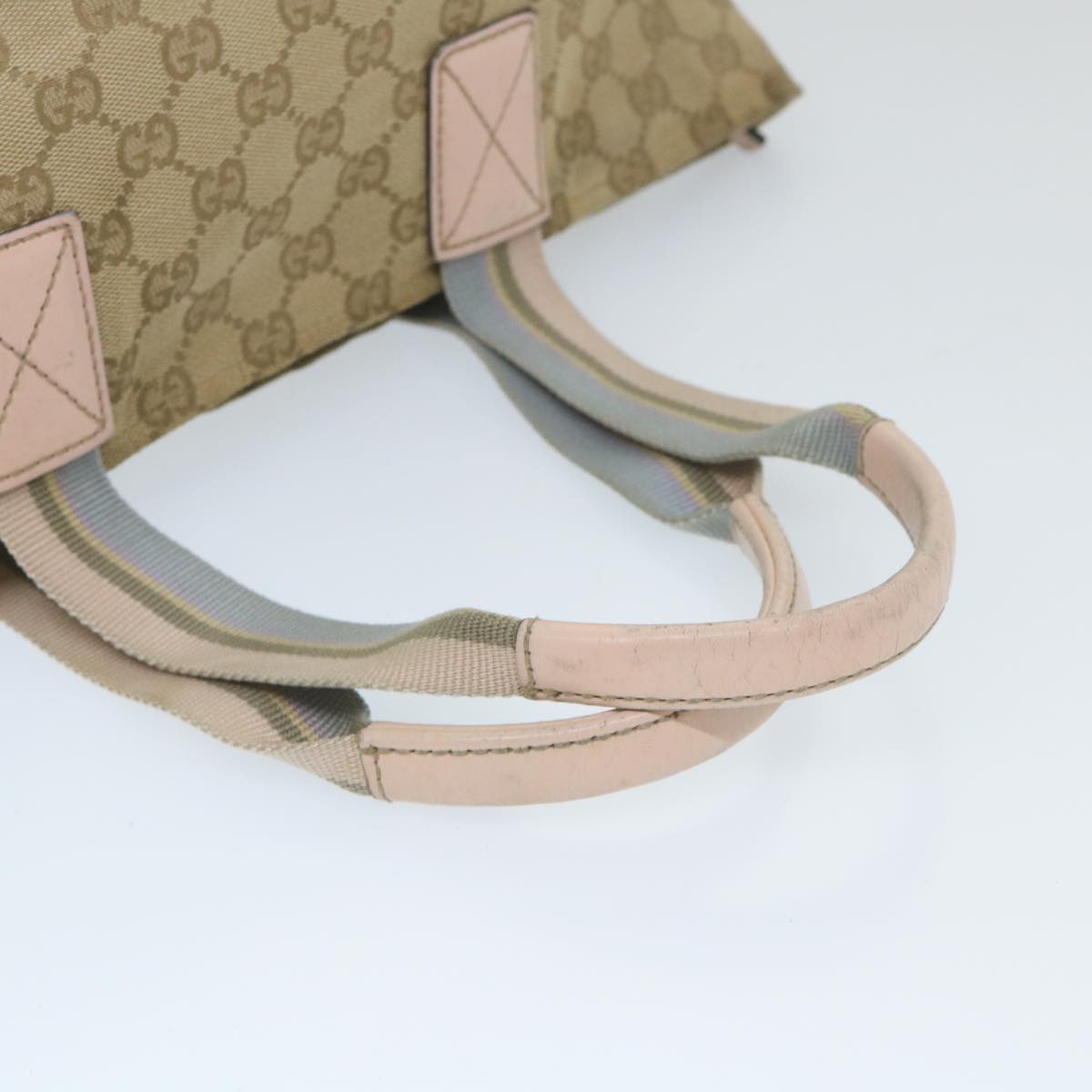 GUCCI GG Canvas Sherry Line Tote Bag Beige Pink blue 131228 ti1284