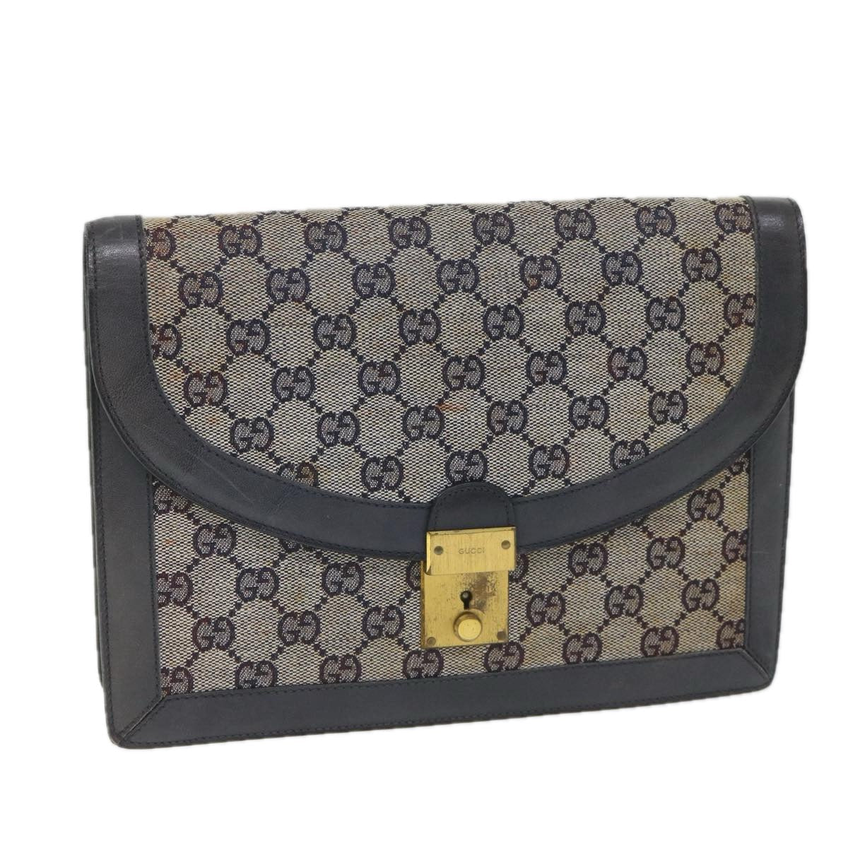 GUCCI GG Canvas Clutch Bag Navy ti1286