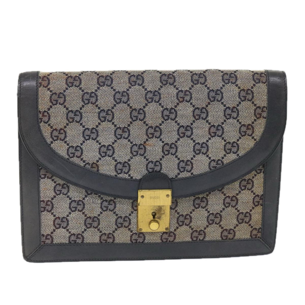 GUCCI GG Canvas Clutch Bag Navy ti1286