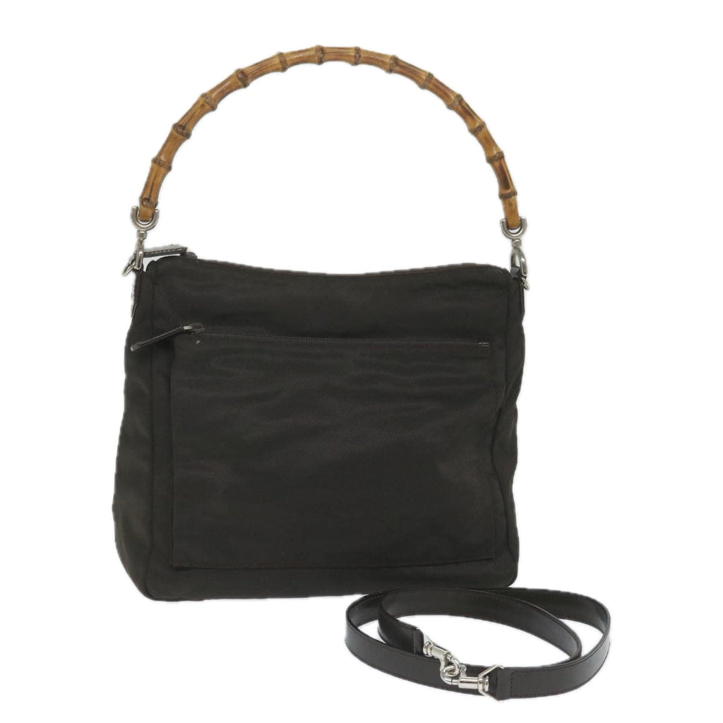 GUCCI Bamboo Shoulder Bag Nylon 2way Brown 000 2404 0509 ti1291