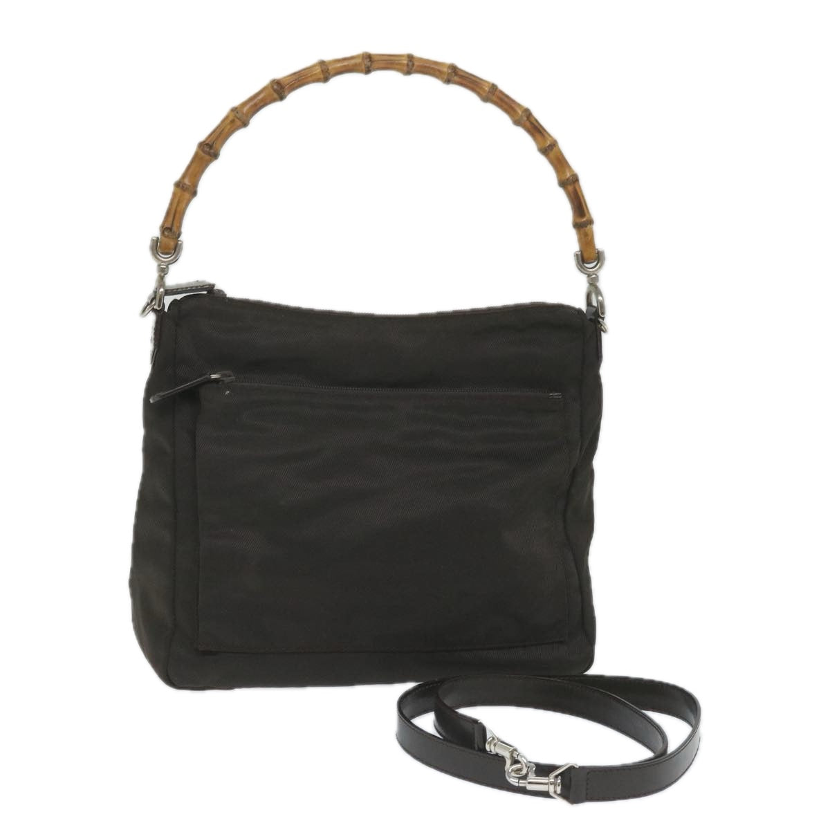 GUCCI Bamboo Shoulder Bag Nylon 2way Brown 000 2404 0509 ti1291