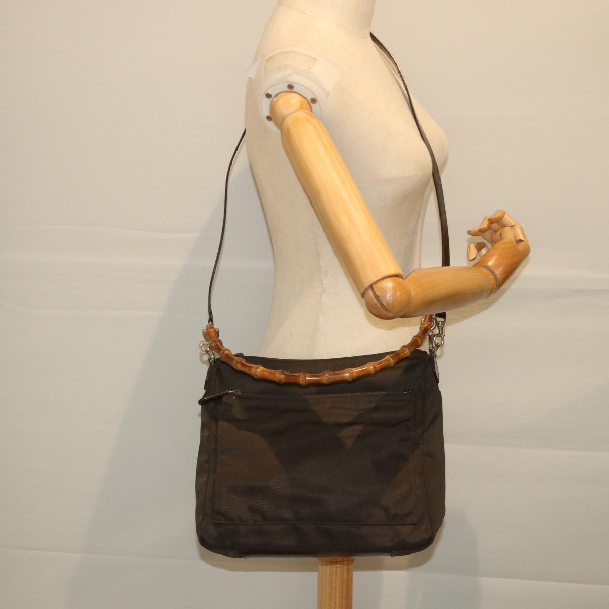 GUCCI Bamboo Shoulder Bag Nylon 2way Brown 000 2404 0509 ti1291