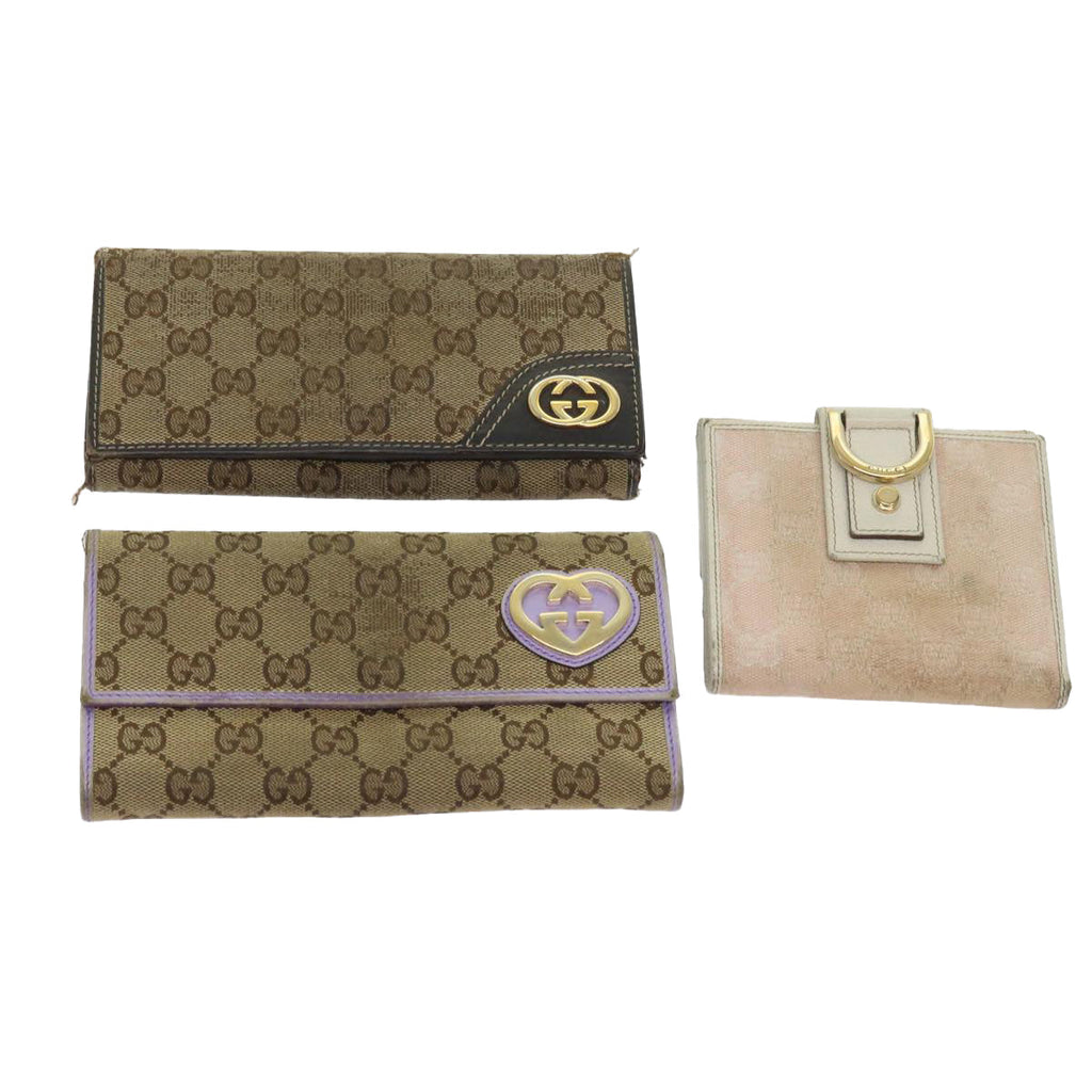GUCCI GG Canvas Wallet 3Set Beige Pink ti1312