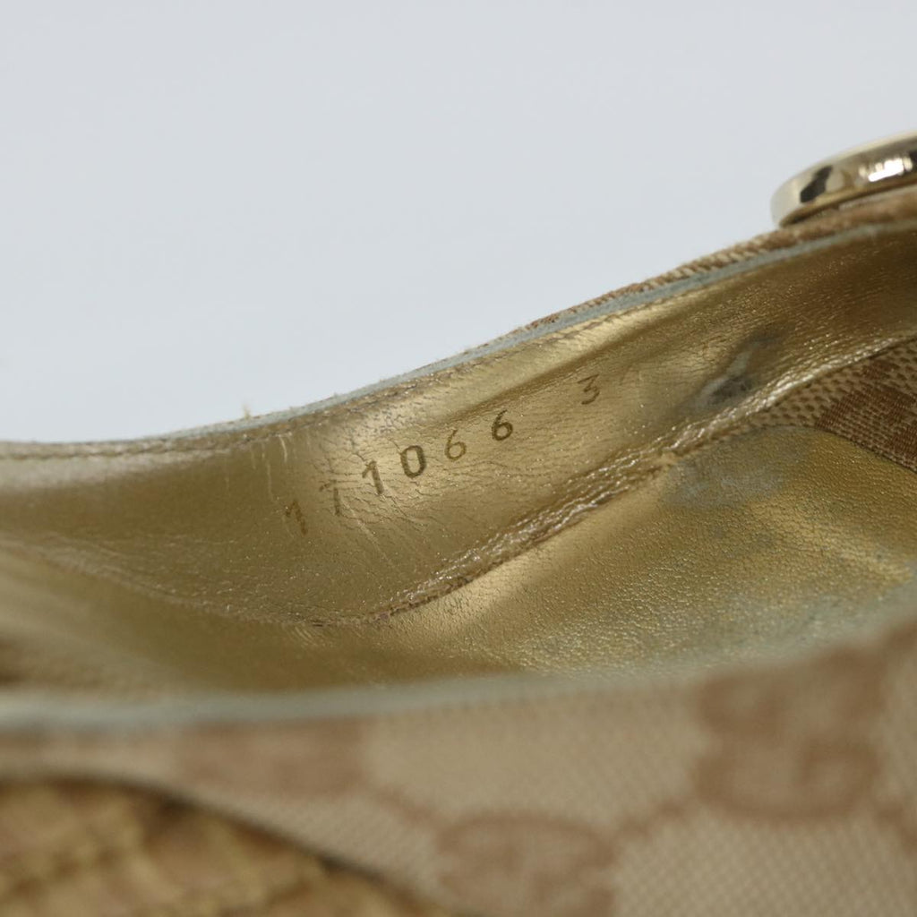 GUCCI GG Canvas High Heels 34C Beige Gold ti1313
