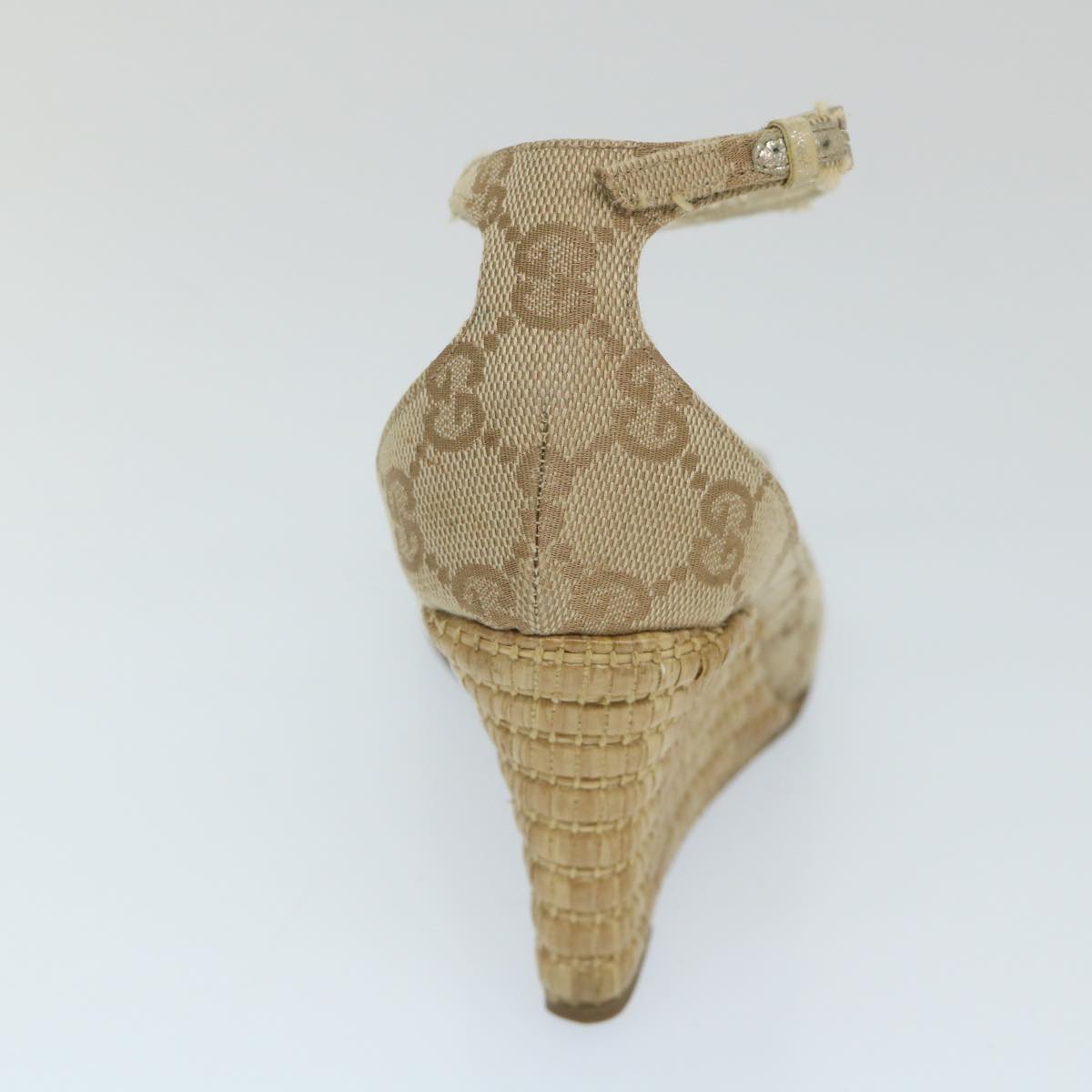 GUCCI GG Canvas High Heels 34C Beige Gold ti1313
