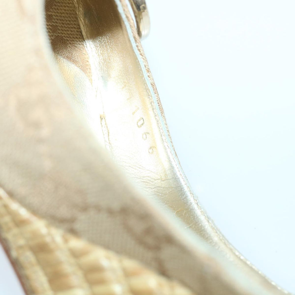 GUCCI GG Canvas High Heels 34C Beige Gold ti1313