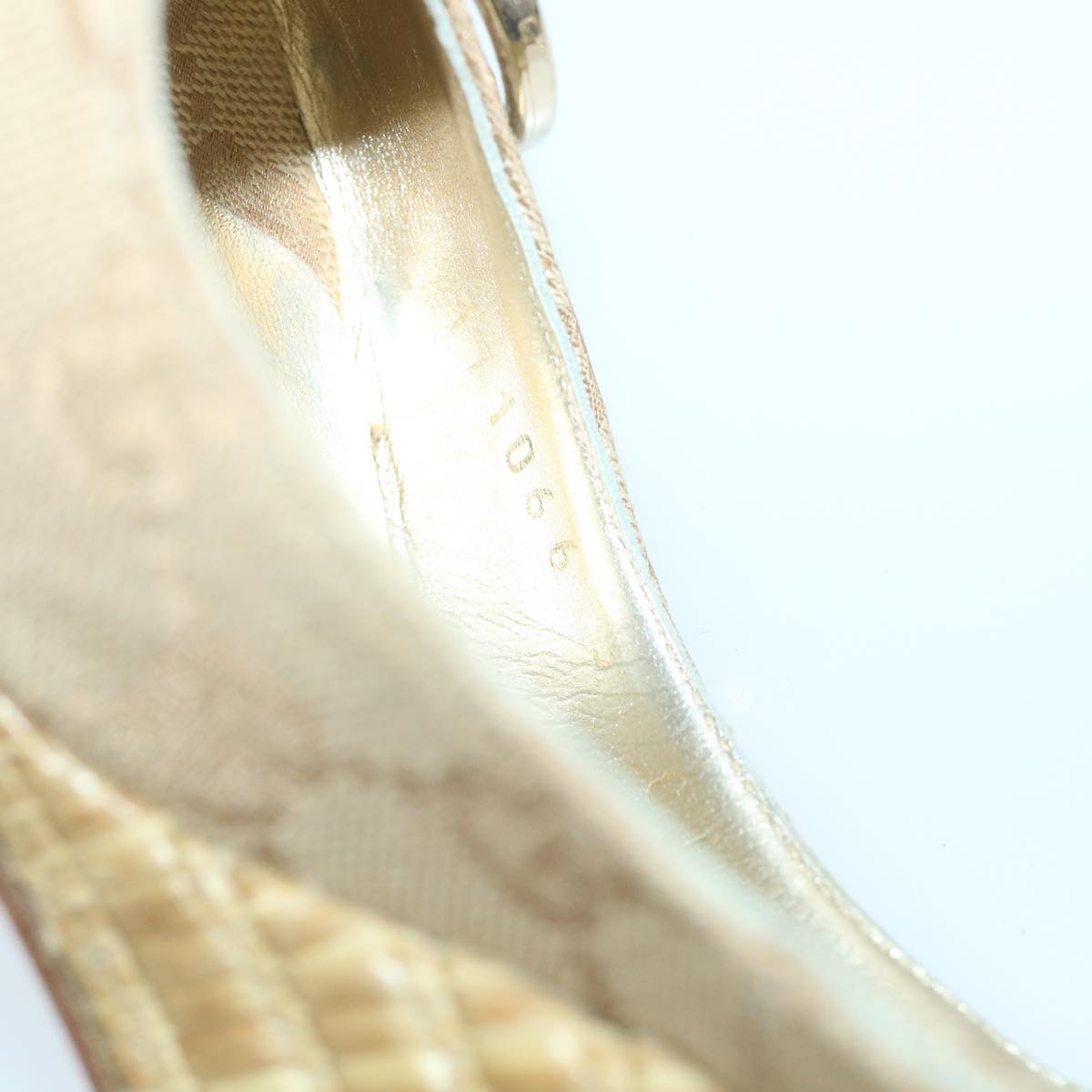 GUCCI GG Canvas High Heels 34C Beige Gold ti1313