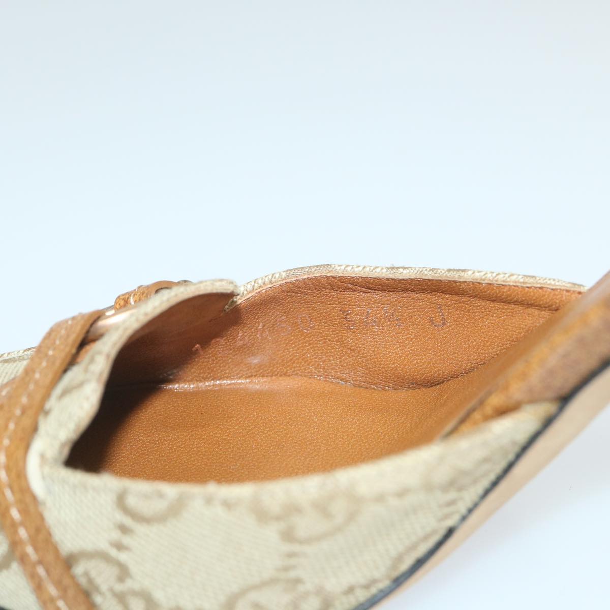 GUCCI GG Canvas High Heels 34.5C Beige ti1314