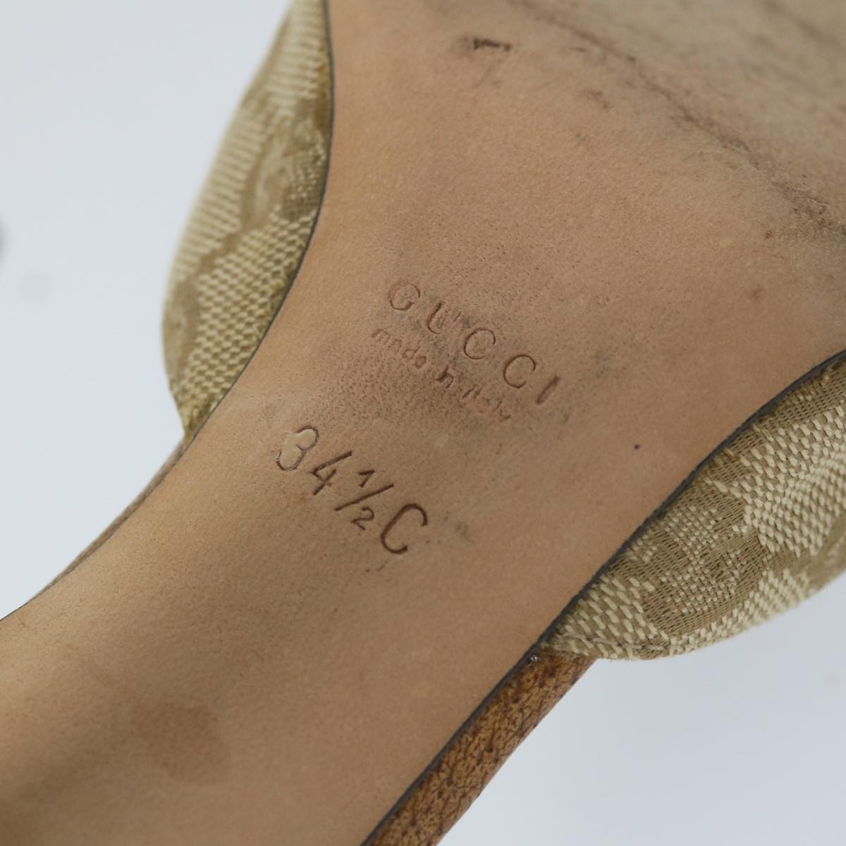 GUCCI GG Canvas High Heels 34.5C Beige ti1314