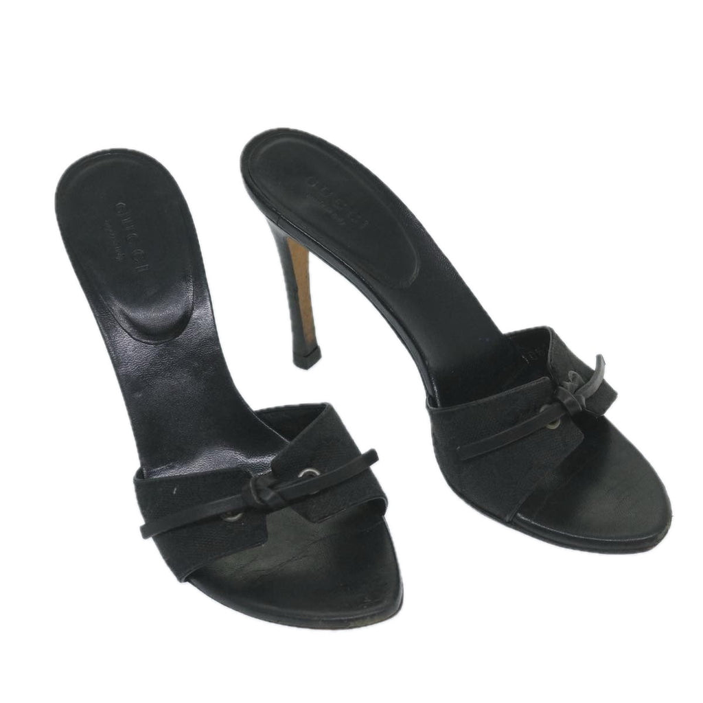 GUCCI GG Canvas High Heels 34C Black ti1315
