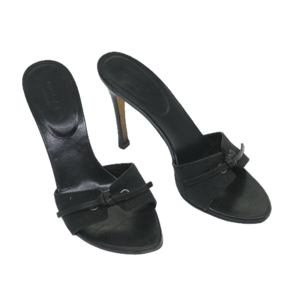 GUCCI GG Canvas High Heels 34C Black ti1315