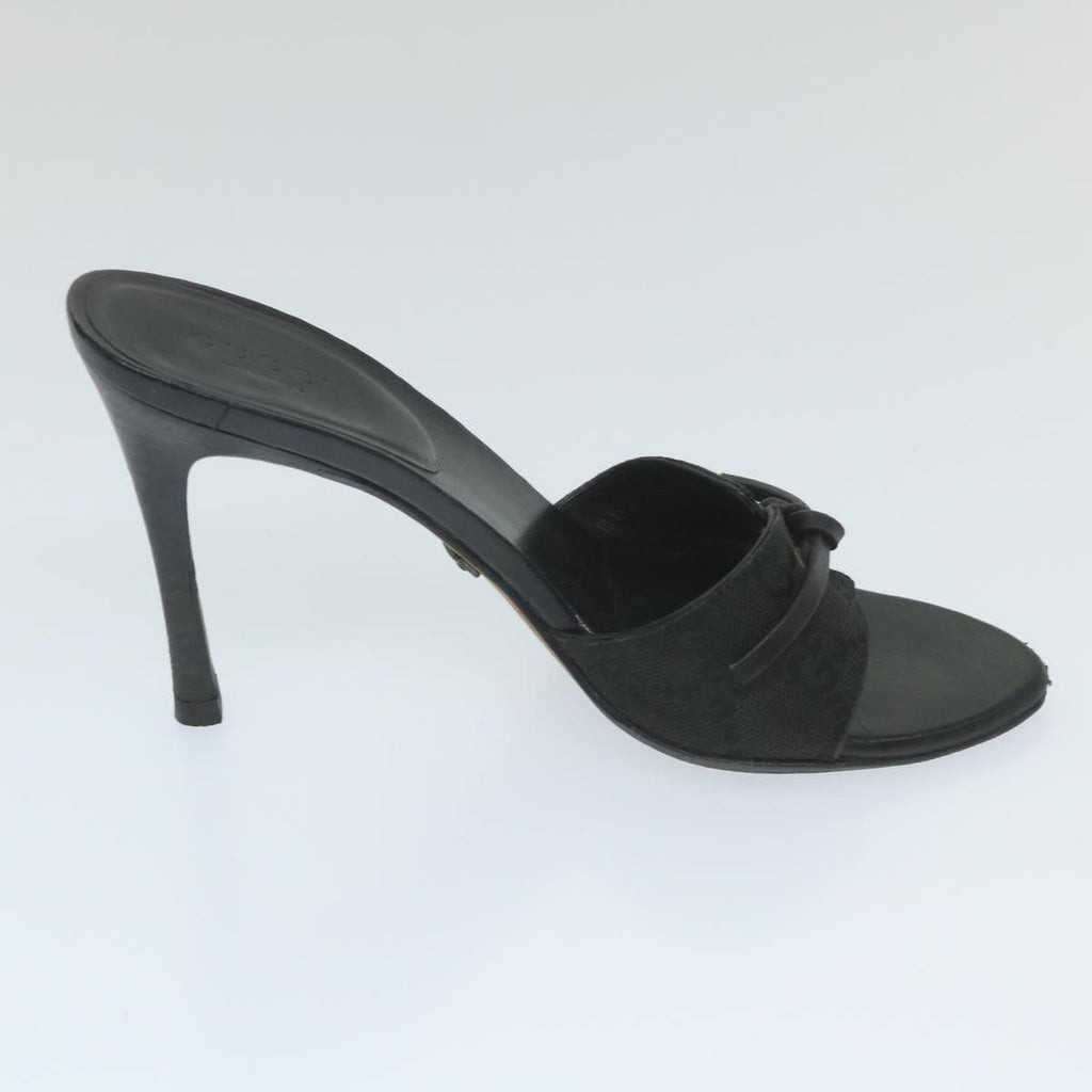 GUCCI GG Canvas High Heels 34C Black ti1315