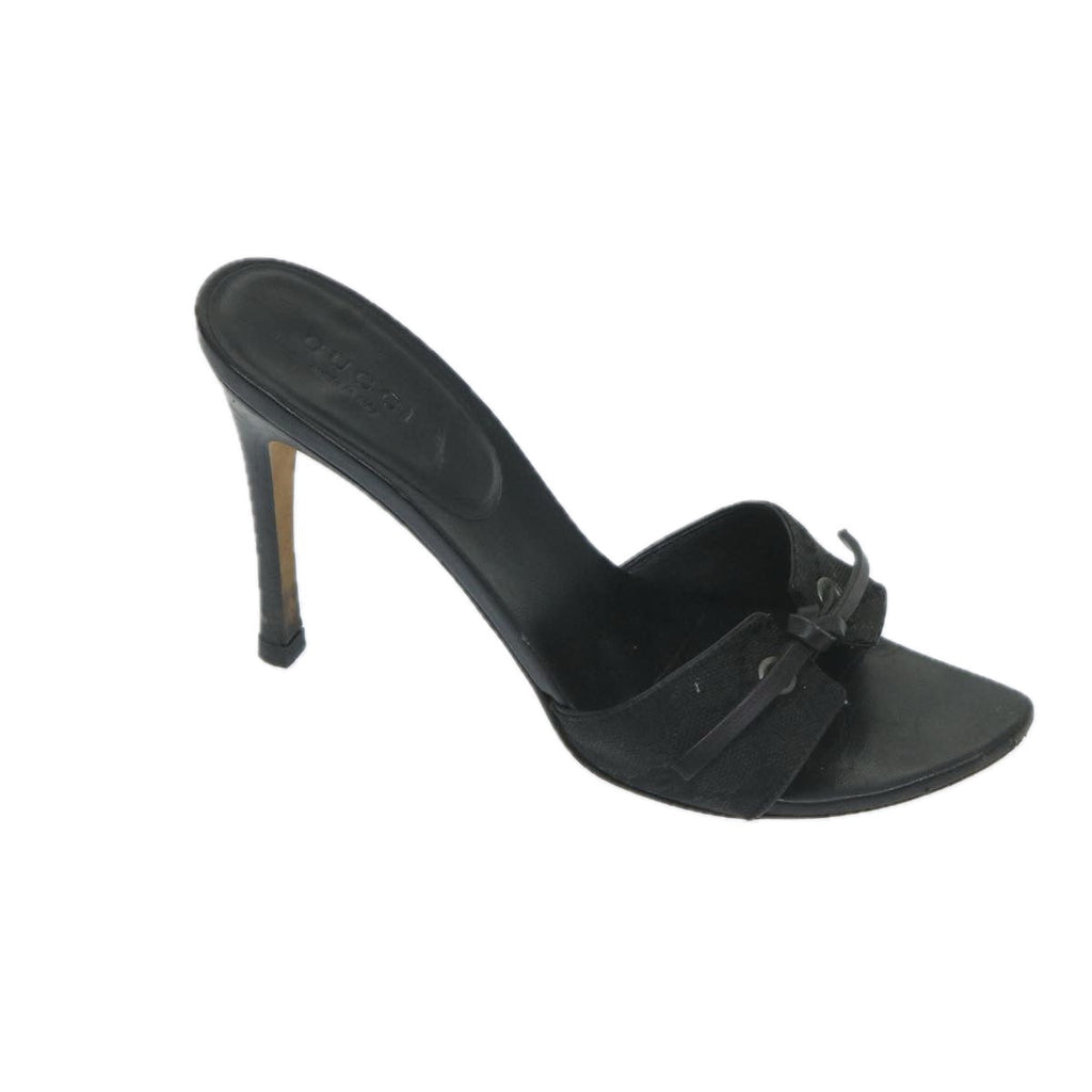 GUCCI GG Canvas High Heels 34C Black ti1315