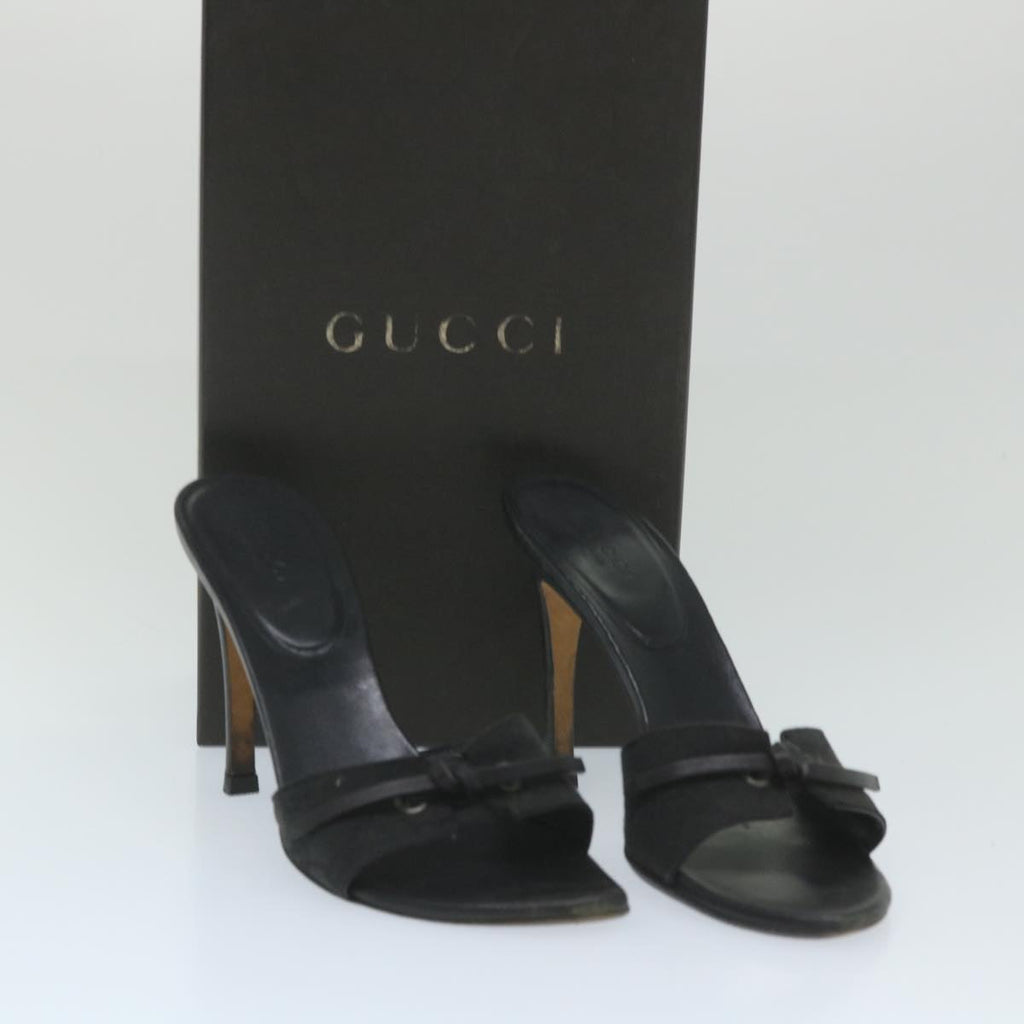 GUCCI GG Canvas High Heels 34C Black ti1315