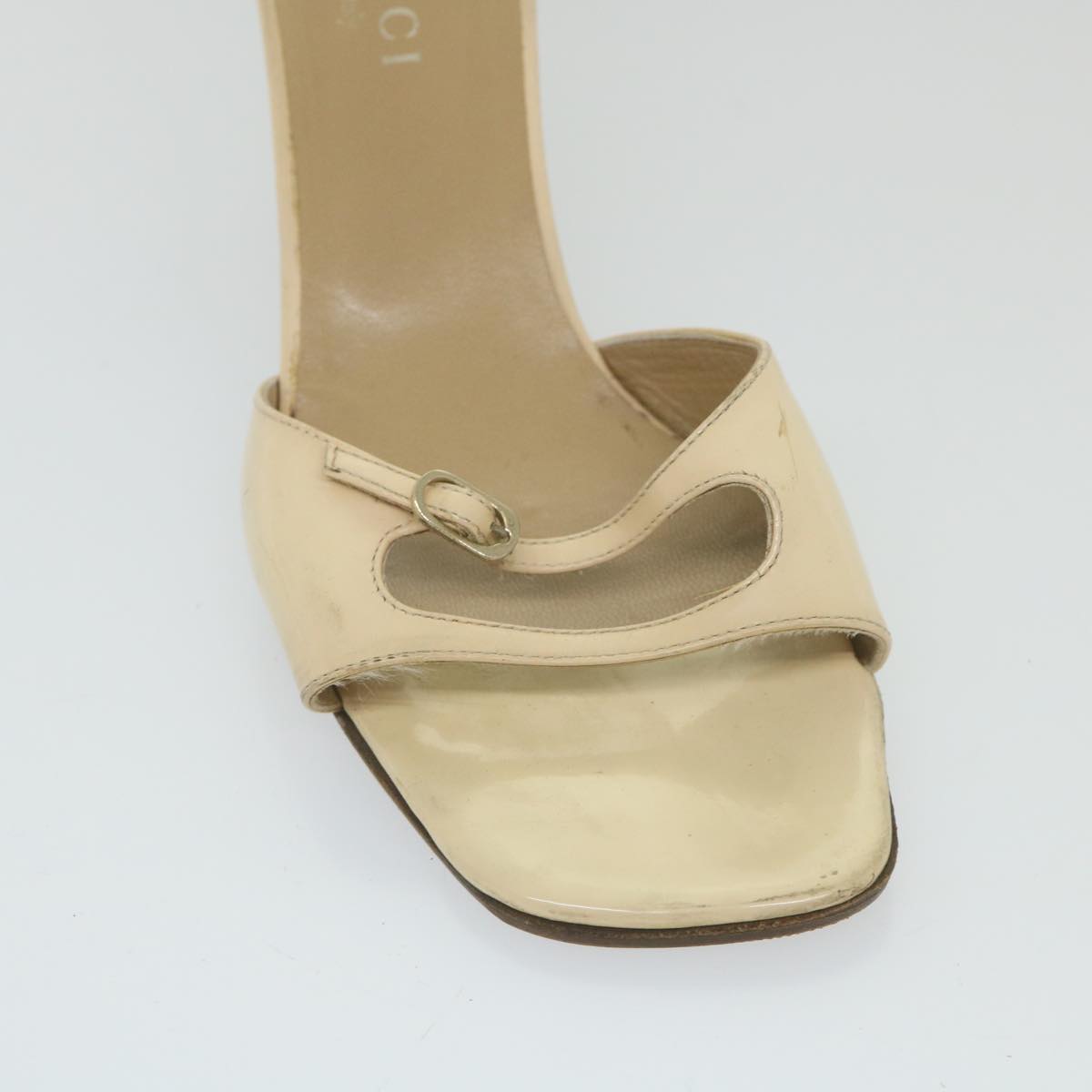 GUCCI High Heels Leather 38.5 C Beige ti1348