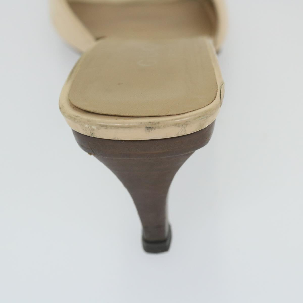 GUCCI High Heels Leather 38.5 C Beige ti1348