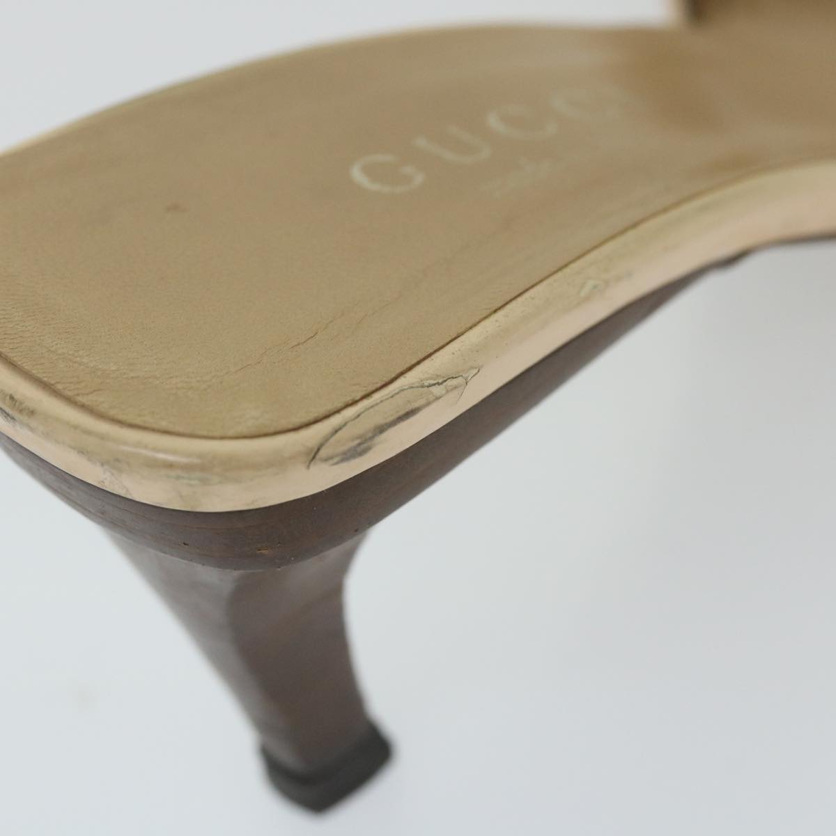 GUCCI High Heels Leather 38.5 C Beige ti1348