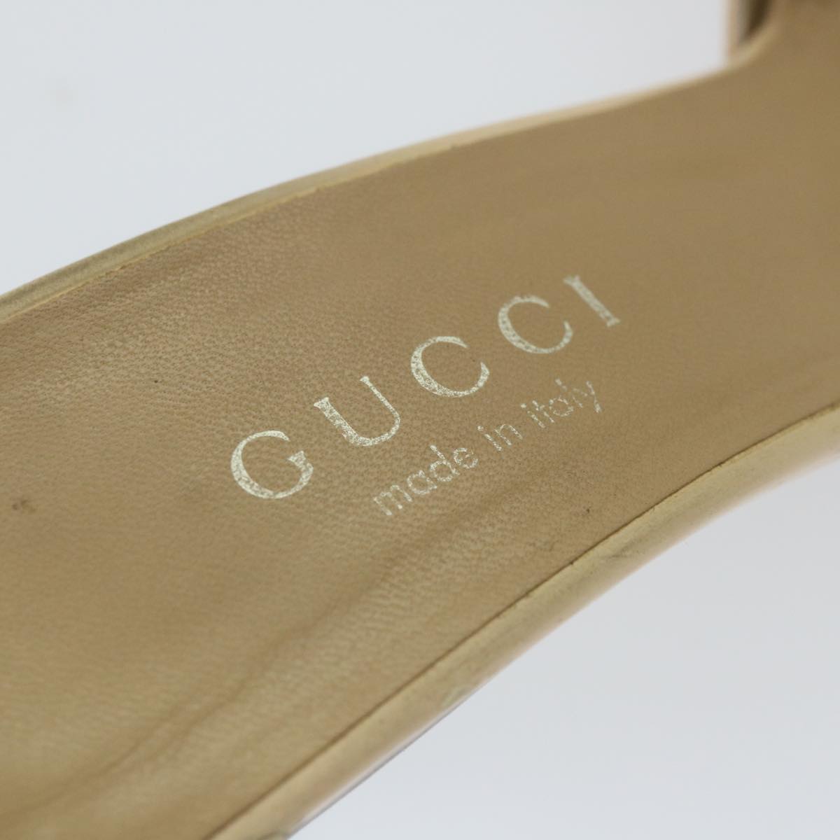 GUCCI High Heels Leather 38.5 C Beige ti1348