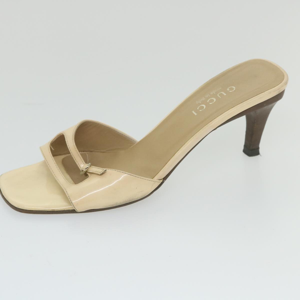 GUCCI High Heels Leather 38.5 C Beige ti1348