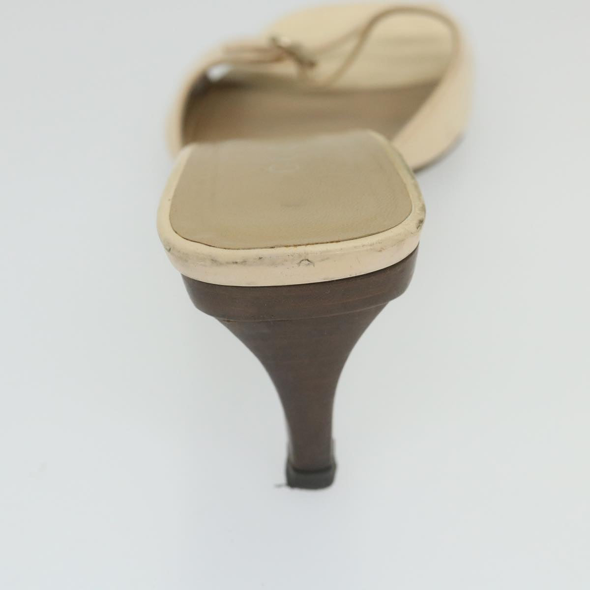 GUCCI High Heels Leather 38.5 C Beige ti1348