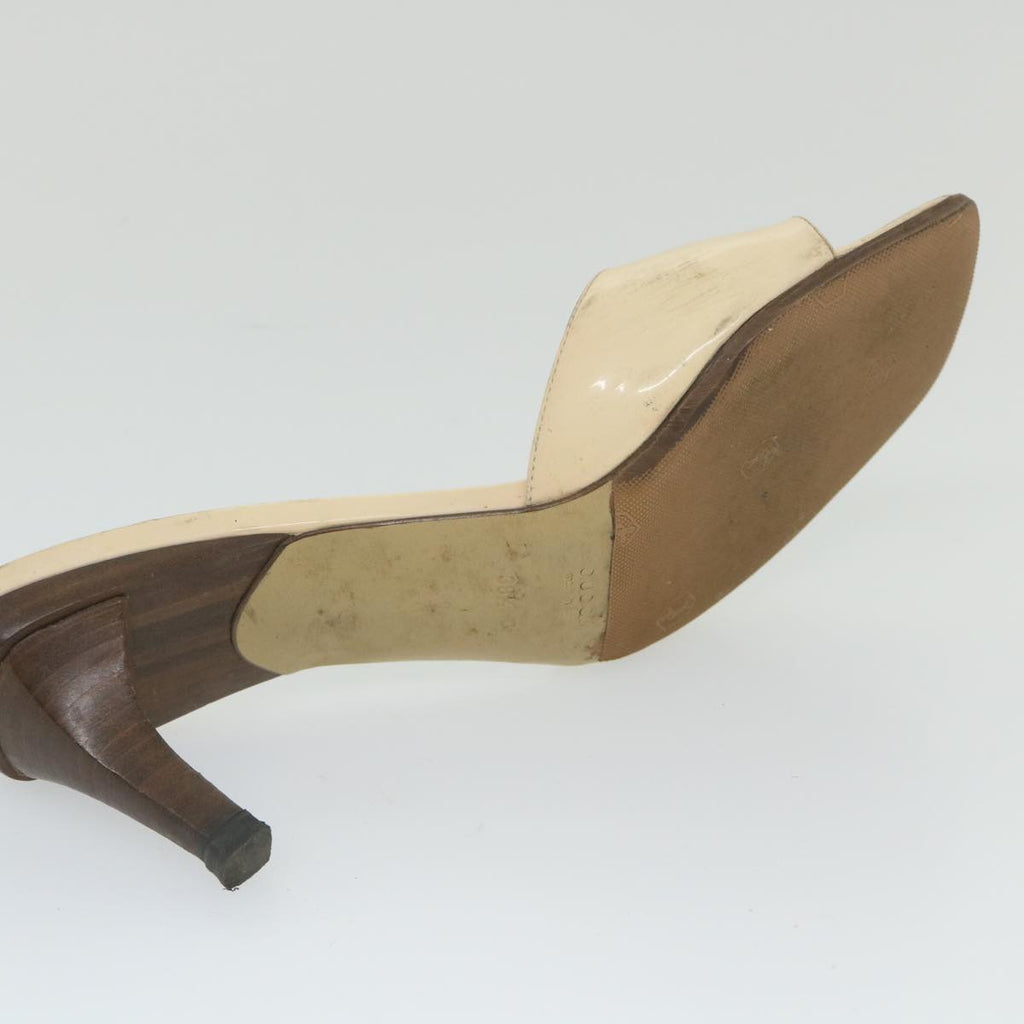 GUCCI High Heels Leather 38.5 C Beige ti1348