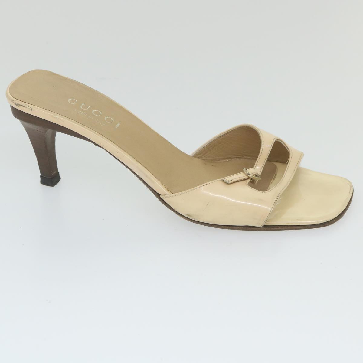 GUCCI High Heels Leather 38.5 C Beige ti1348